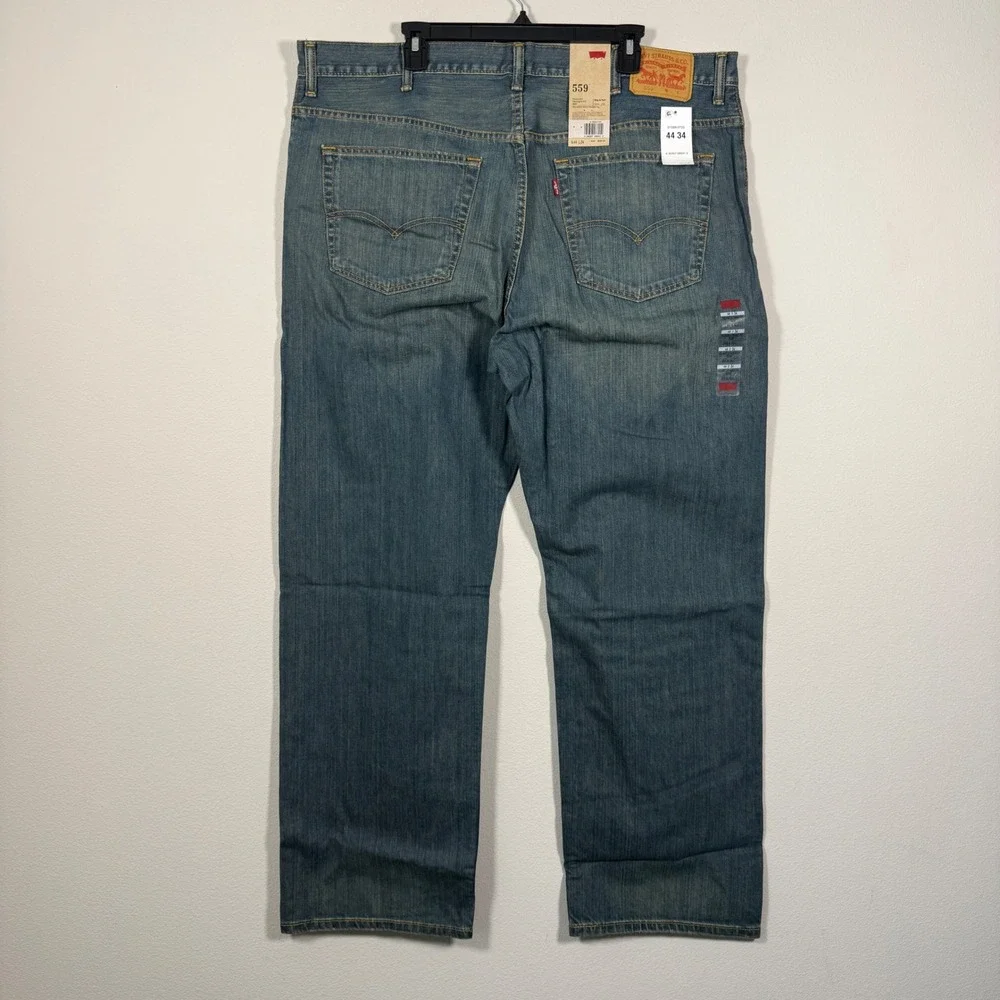 Levis 559 Relaxed Straight Fit Jeans Mens 44x34 Blue Denim Big and Tall NWT
